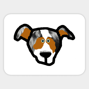 miniature american shepherd blue merle cartoon head Sticker